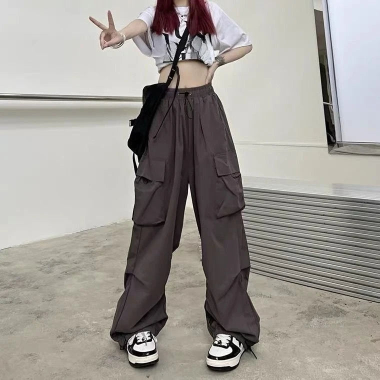 Retro Women’s Cargo Pants – High Waist Streetwear Casual Harajuku Sports Sweatpants