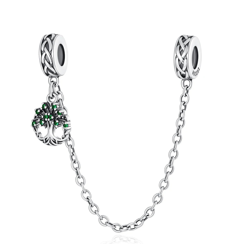 925 Sterling Silver Butterfly, Moon & Life Tree Safety Chain | Fits Original Bracelet DIY Jewelry Accessory