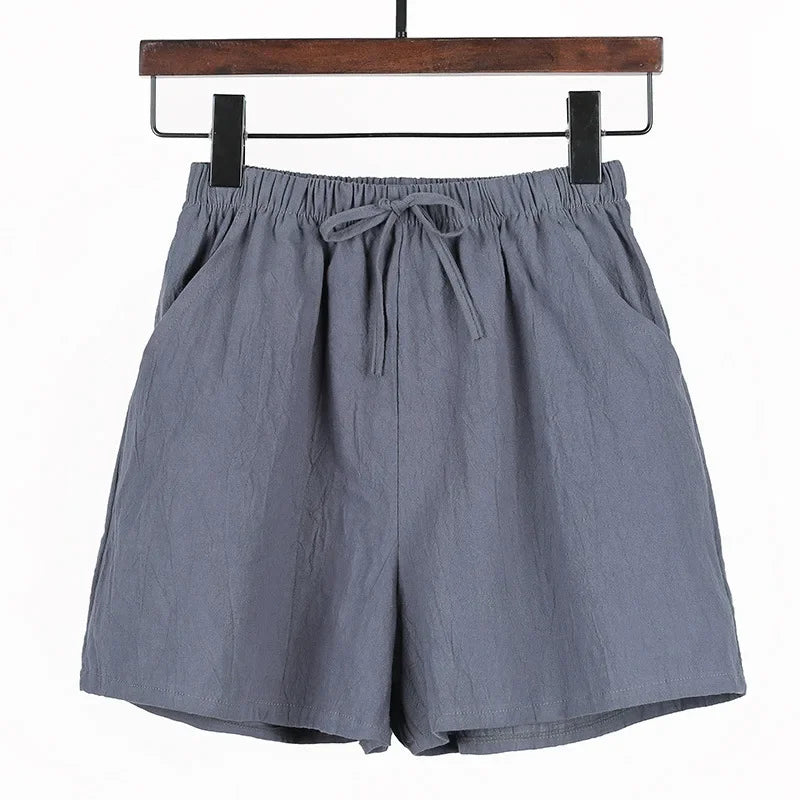 ☀️ Cotton Linen Women's Sport Shorts 🩳 Summer High Waist Solid Black Shorts 👖 Fashion Plus Size Casual Short Pants