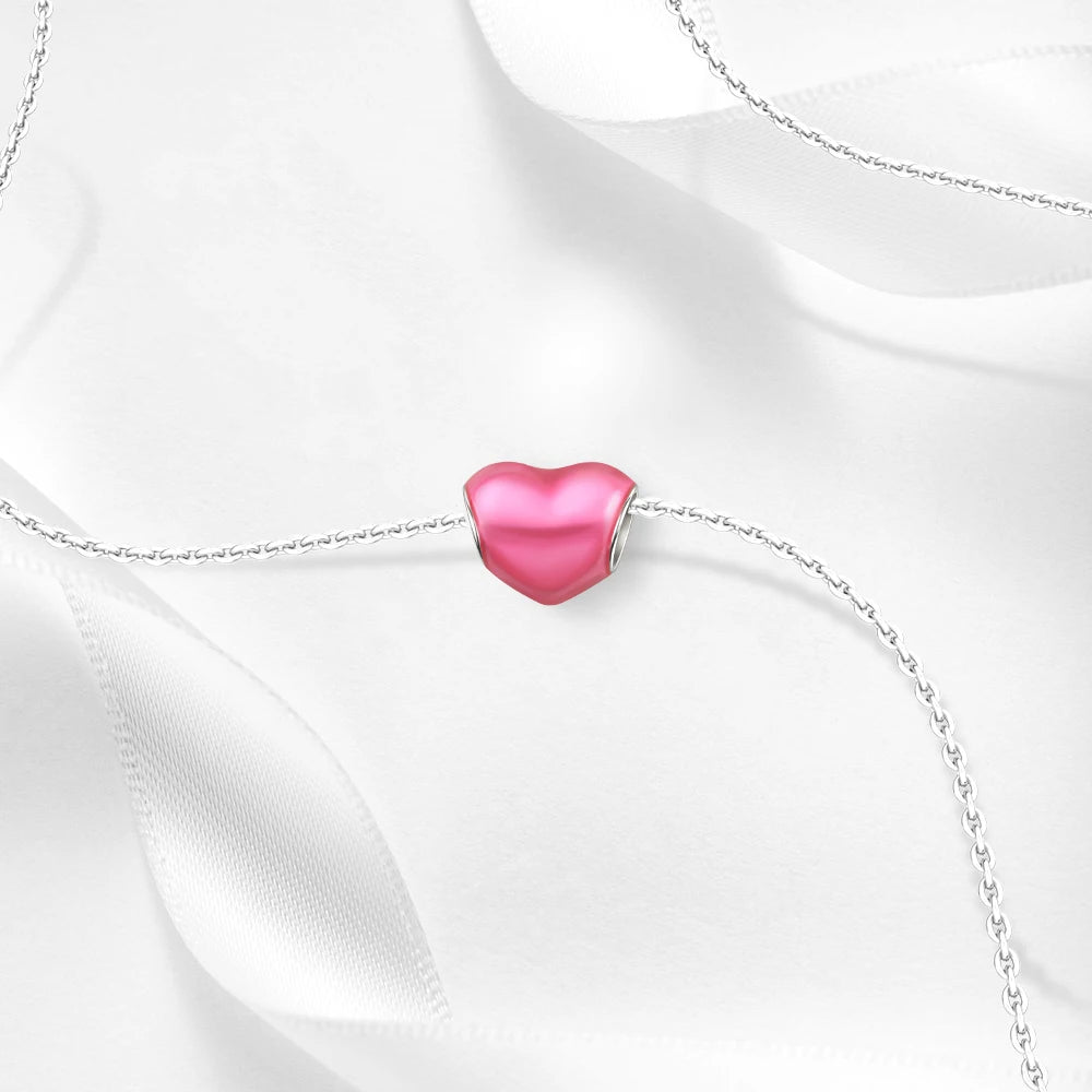 2025 New 925 Sterling Silver Colorful Shine Heart Charm Beads | Fit Snake Chain Bracelet & Necklace Women DIY Jewelry