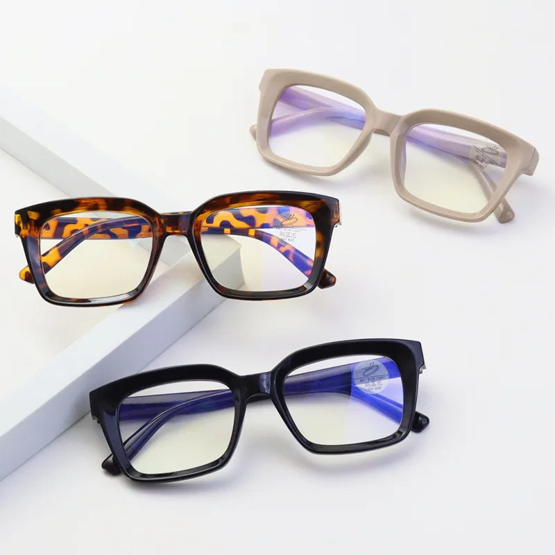 Fashion Anti Blue Light Glasses for Women – Trendy Rice Nail Square Frame Fake Eyeglasses | Flat Light Computer Glasses