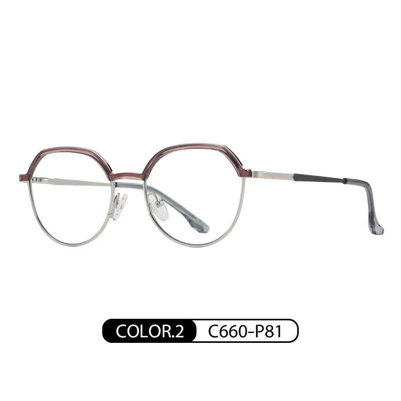 Women Round Blue Light Blocking Glasses 👓 Stylish Alloy Frame TB3201