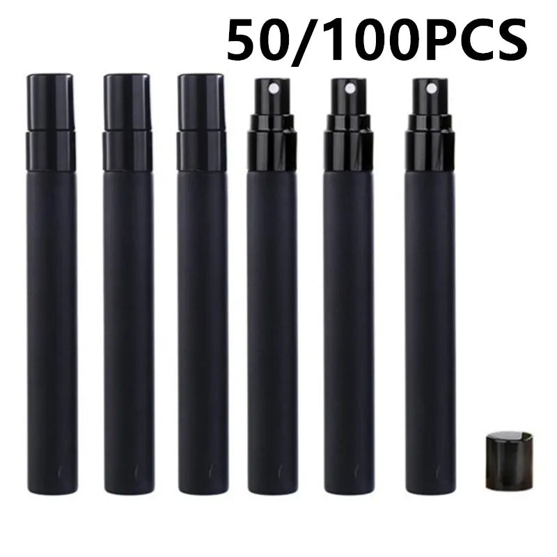 5/50/100PCS 5ml & 10ml Black Perfume Bottles – Travel Glass Cosmetic Sample Test Tubes | Empty Refillable Mini Bottles