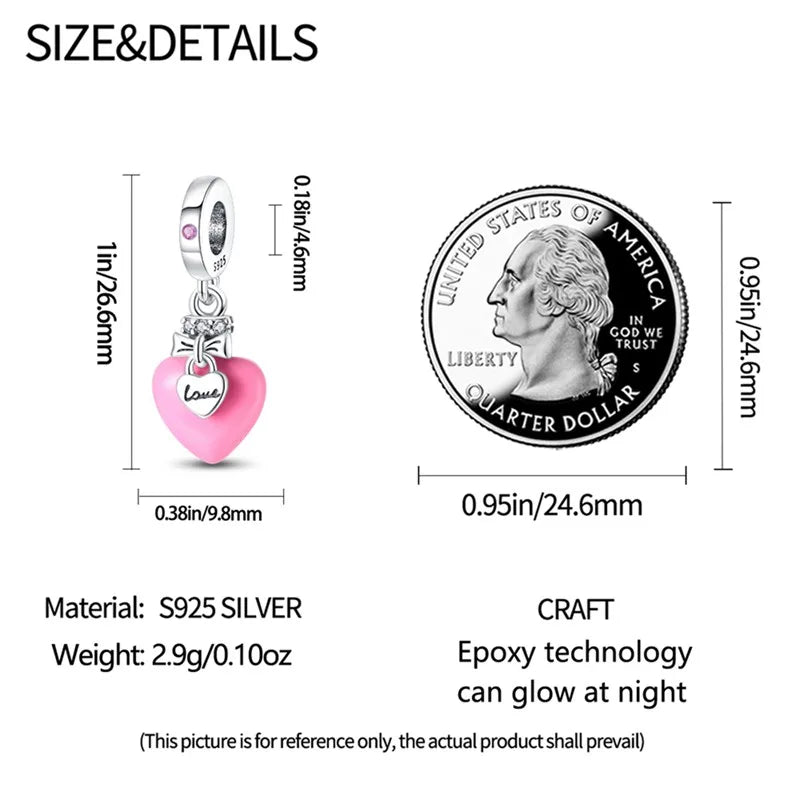 925 Sterling Silver Colorful Luminous Charms | Shell Turtle Star Beads