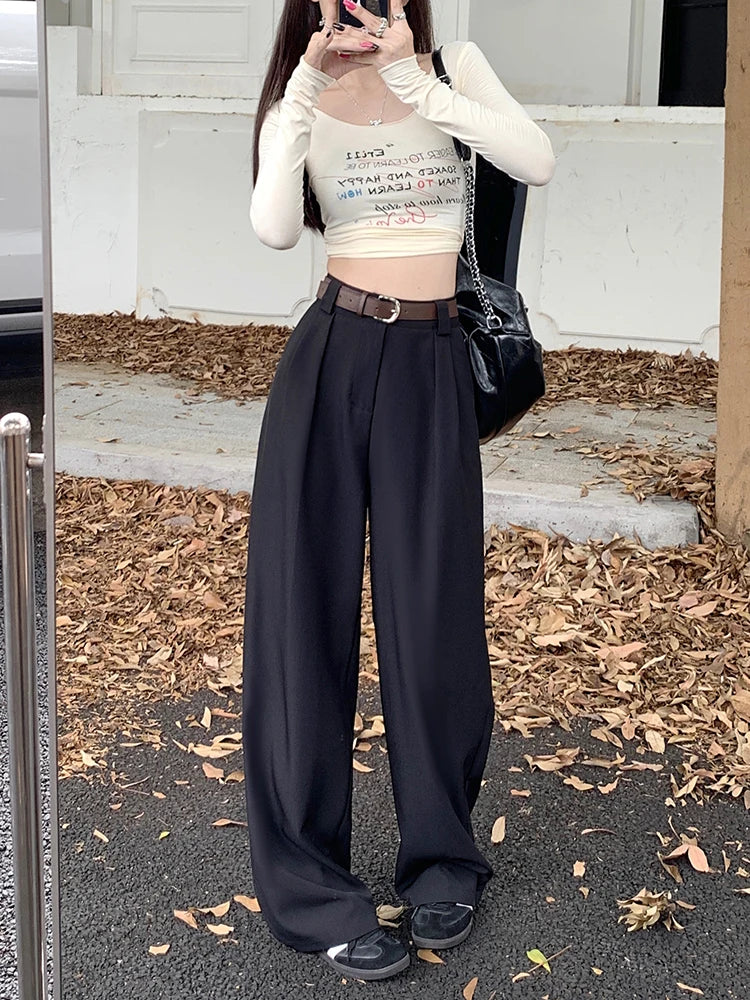 High Waist Loose Pants Women – Summer 2025 Retro Casual Drapey Versatile Trousers