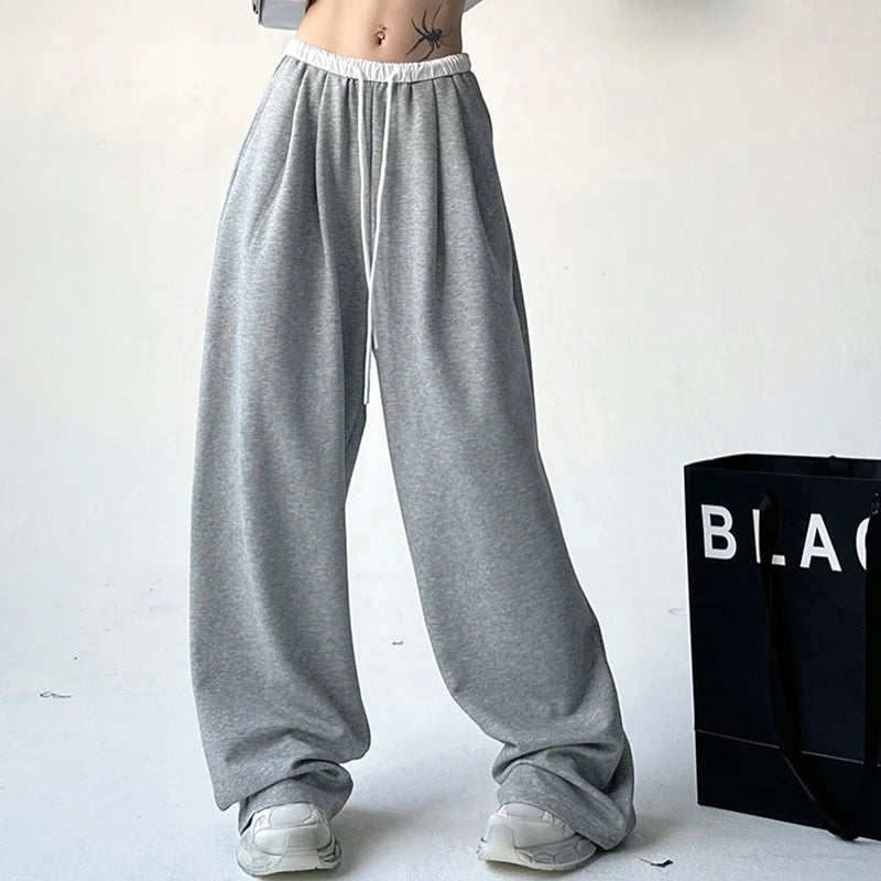 2024 Women’s Autumn Chic Korean Streetwear High Waist Baggy Sweatpants | Wide Leg Hip Hop Trousers