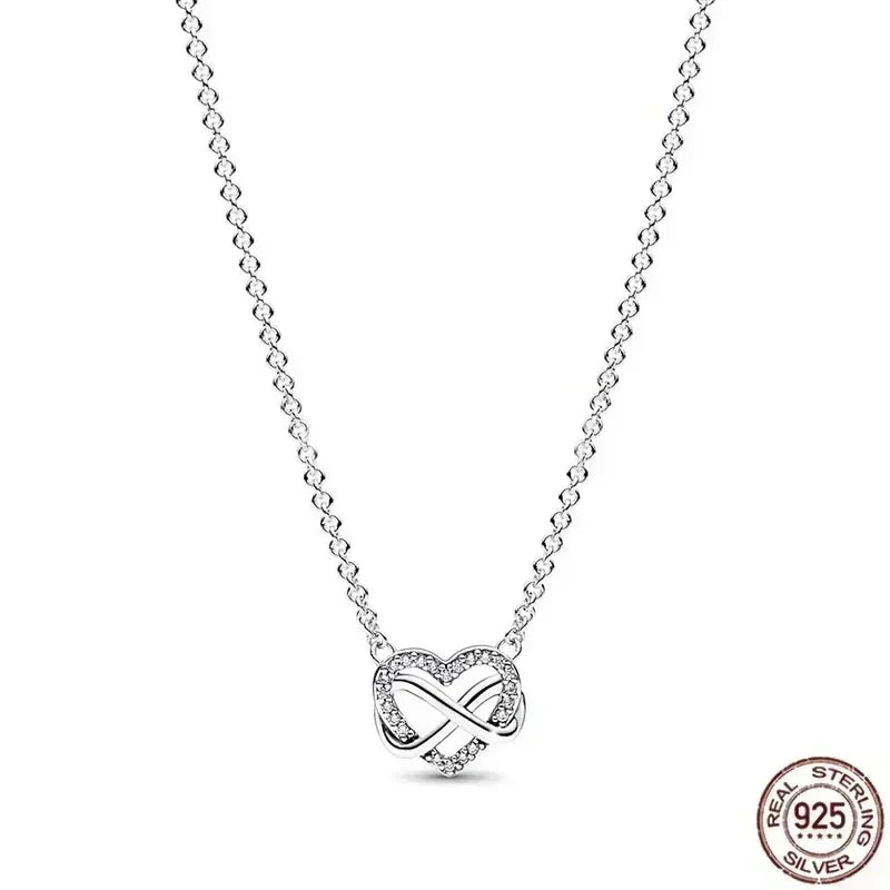 925 Sterling Silver Shiny Round Heart Necklace | Classic Elegant Charm Jewelry Gift for Women