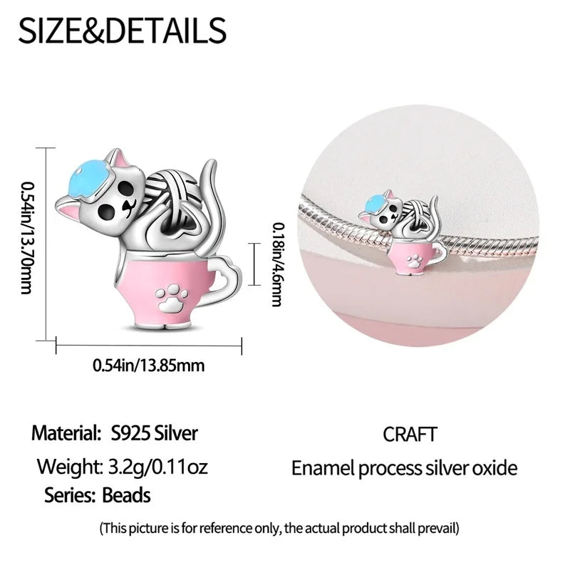 Cute Pet Kitten Puppy Sheep Charms | Fit 925 Original Pandora Bracelets | Colorful Zircon Beads DIY Jewelry Gift