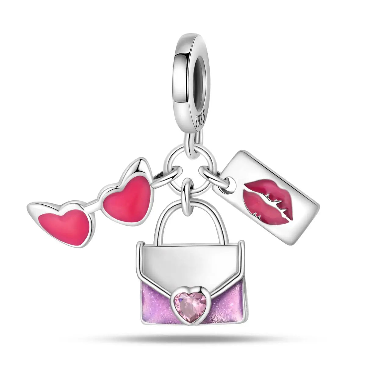 925 Silver Plated Magic Mirror Princess Angel Pink Charm Beads | Fits Original Pan 925 Bracelet | Exquisite DIY Jewelry