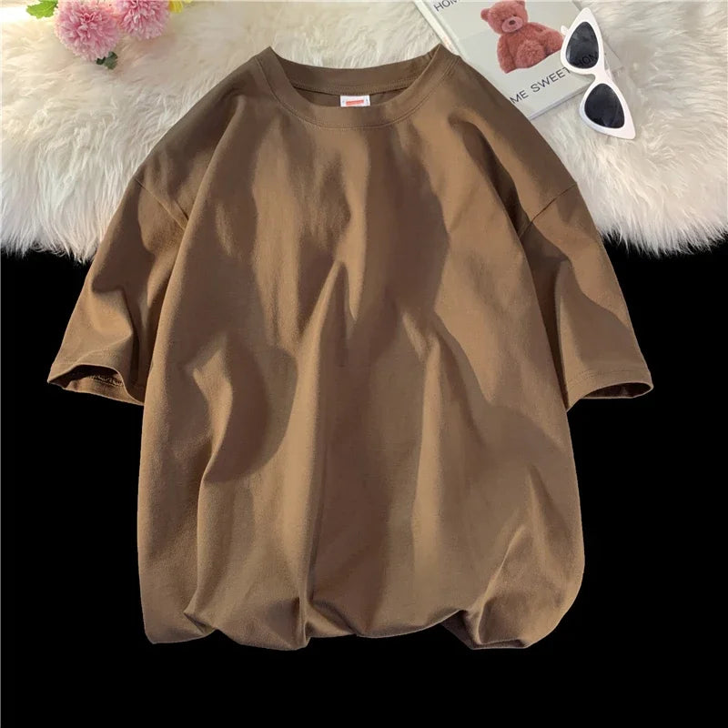 LEGIBLE 2025 Summer Women’s Cotton T-Shirt – Loose Solid Oversized O-Neck Tee 👕✨