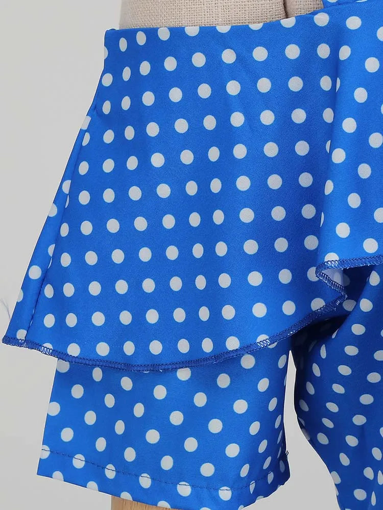 Off-Shoulder Elegant Vintage Party Dress – Women’s Summer Polka Dot Ruffles A-Line Midi Dress