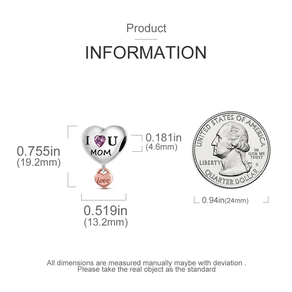 S925 Silver Heart Love Mom Infinity Charm | Dangle Bead Fit Bracelet Jewelry Mother’s Day Gift