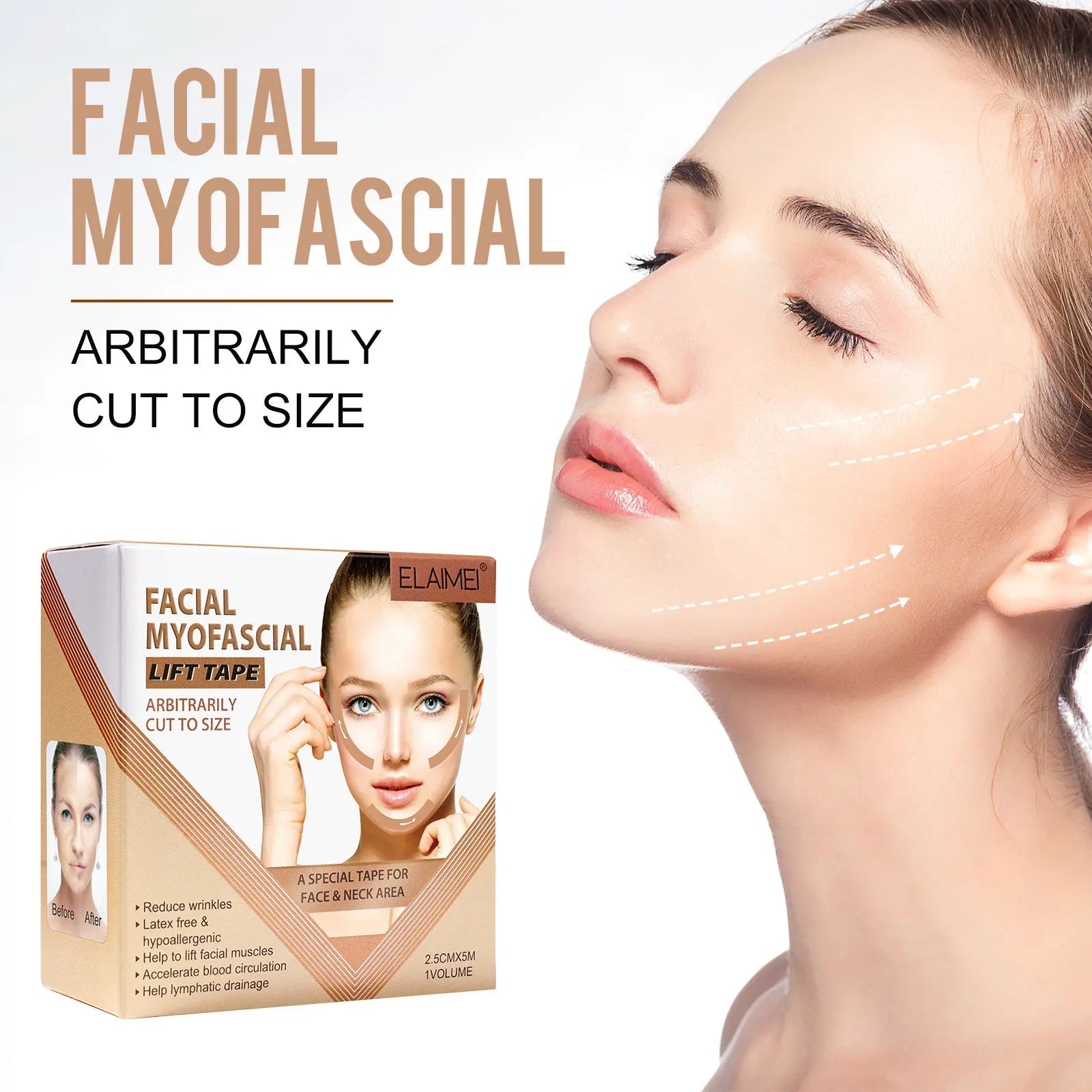 2.5CM x 5M Instant Facial Myofascial Lift Tape – V Face Lifting & Wrinkle Removal Sticker