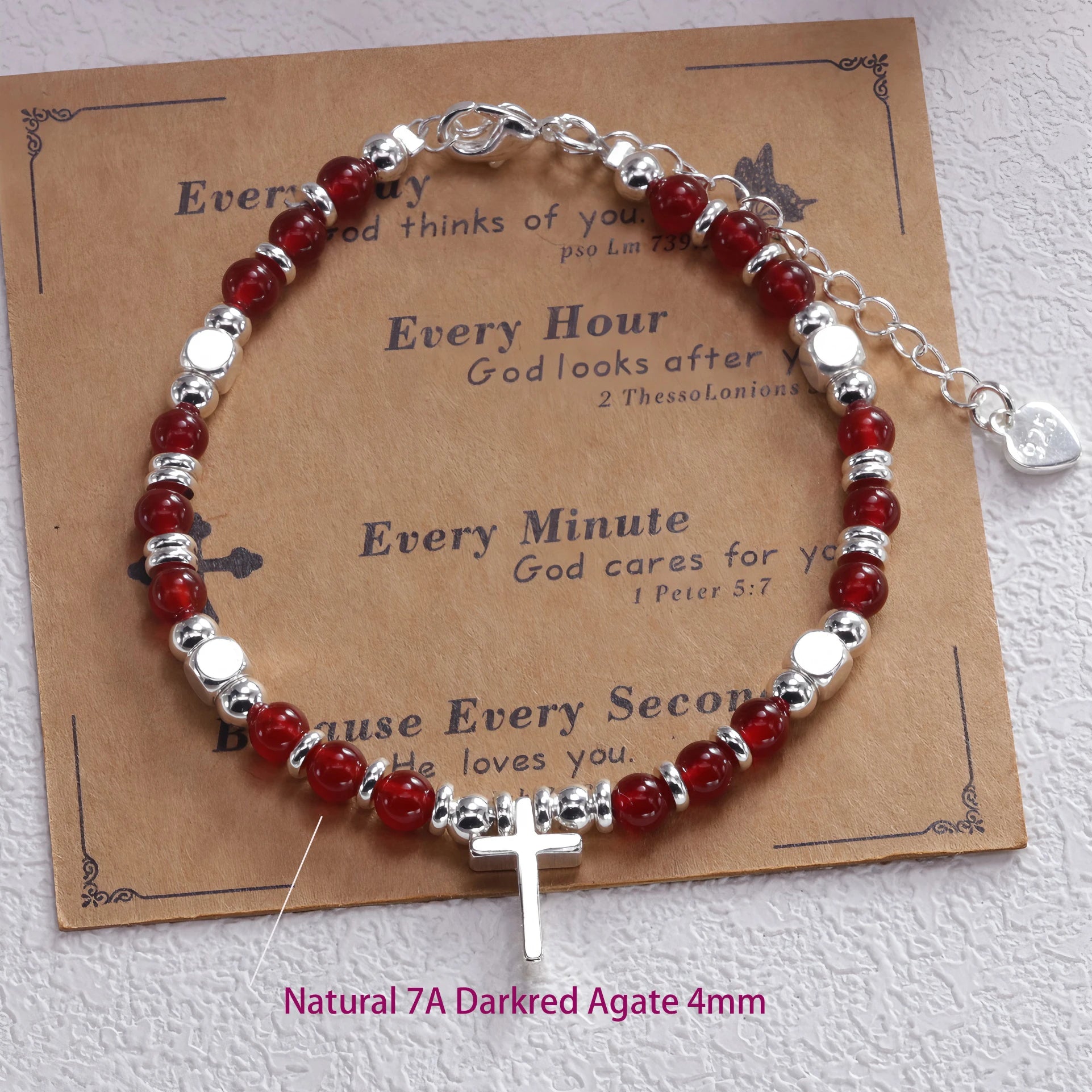 VENTFILLE 925 Sterling Silver Red Agate Bracelet | Flower Pendant Lucky Bead | Original Jewelry Gift for Women