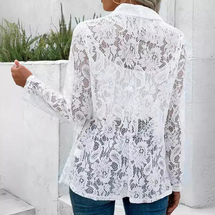 Black & White Classic Lace Jacket | Women’s Elegant Lightweight Coat for Spring & Autumn