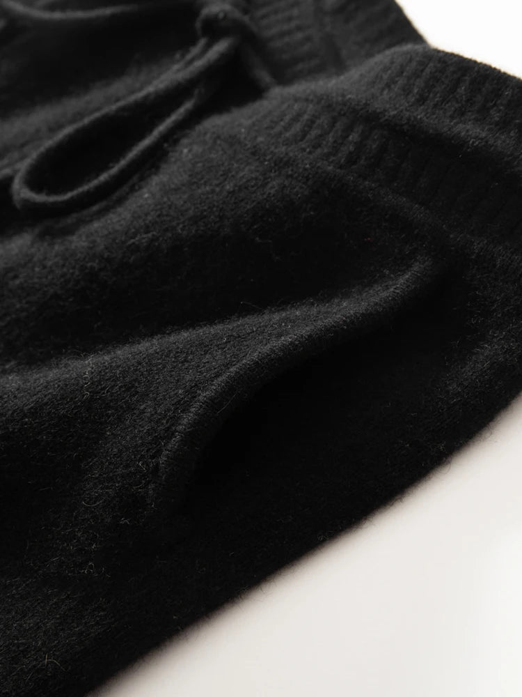 100% Cashmere High Waist Wide Leg Pants | Winter Warm Solid Trousers | Casual Korean Women’s Pants