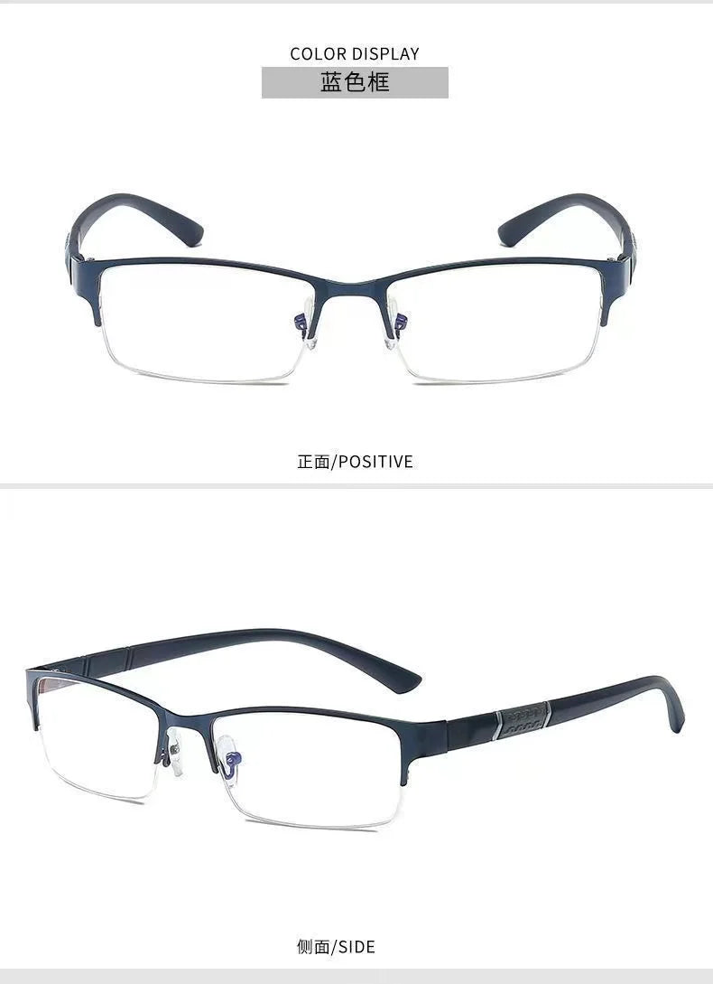 Metal Anti-Blue Light Reading Glasses for Men – Business Farsighted Eyewear Diopter 0 to +4.0