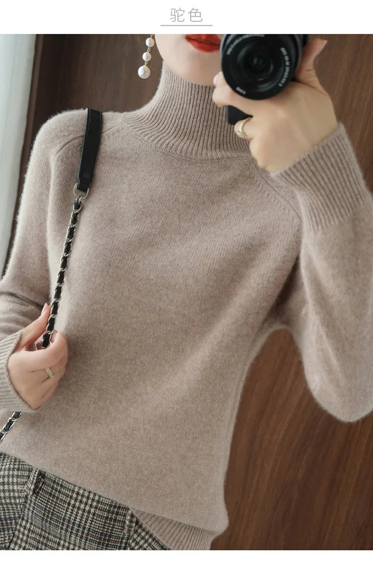 2025 Casual Autumn Winter Women Turtleneck Sweater – Thick Warm Long Sleeve Korean Knit Pullover