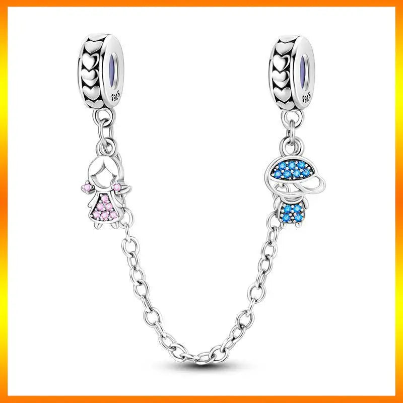 Star Moon & Evil Eye Chain Charm 🌙💙 925 Silver Bracelet Bead Women