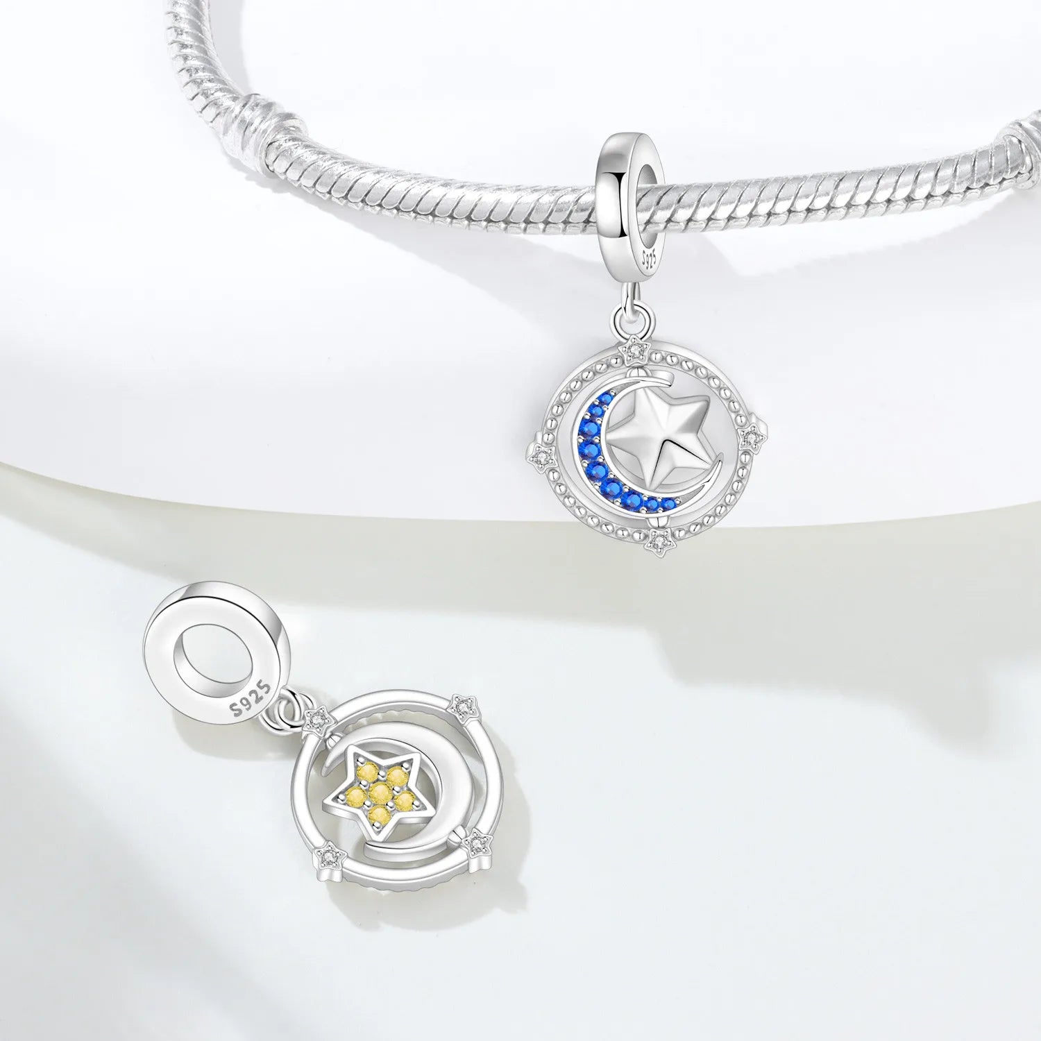 925 Sterling Silver Lovers Charms | Star Moon Sun & Magic Tarot Card Pendant for Bracelet Necklace DIY Jewelry Gift