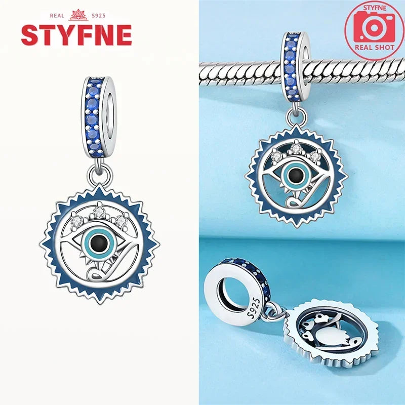 S925 Silver Heart Celtic Knot Lucky Blue Eye Charm – Fit Original Bracelet DIY Jewelry Gift for Women