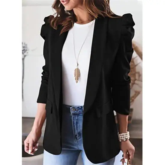 ✨ Women’s Slim Fit Lapel Suit Jacket 👚 Mid-Length Office & Casual Coat 🍁 Elegant Commute Style Blazer