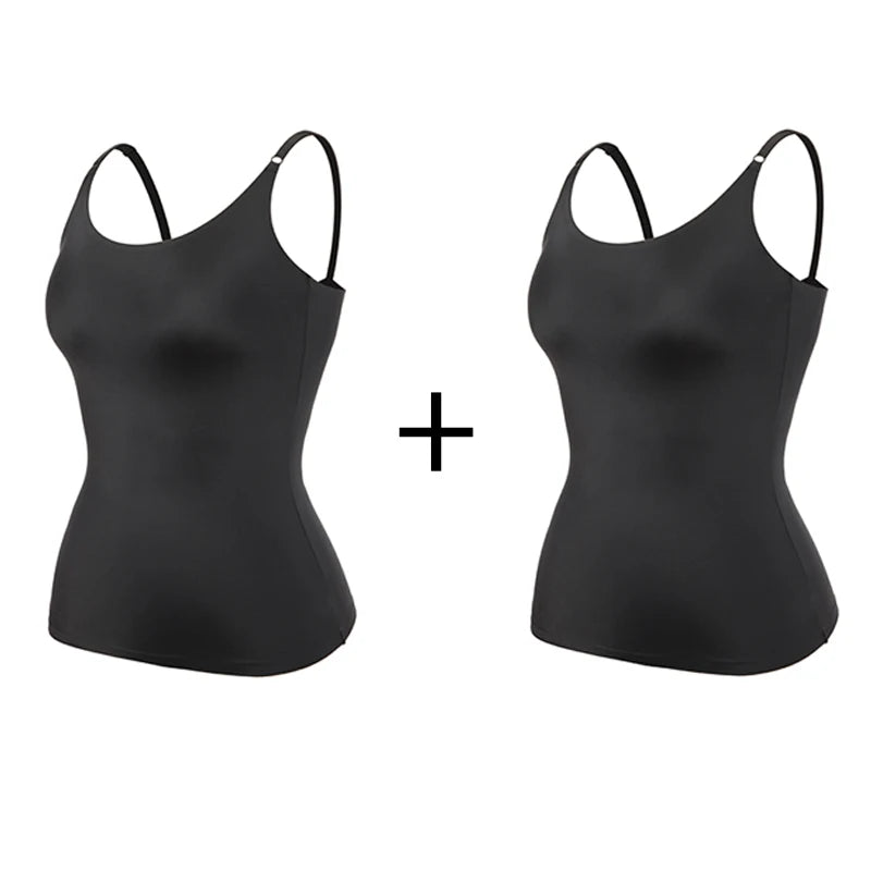 Seamless Shapewear Tank Top Camisole – Women’s Tummy Control Smooth Compression Vest in Nude & Black