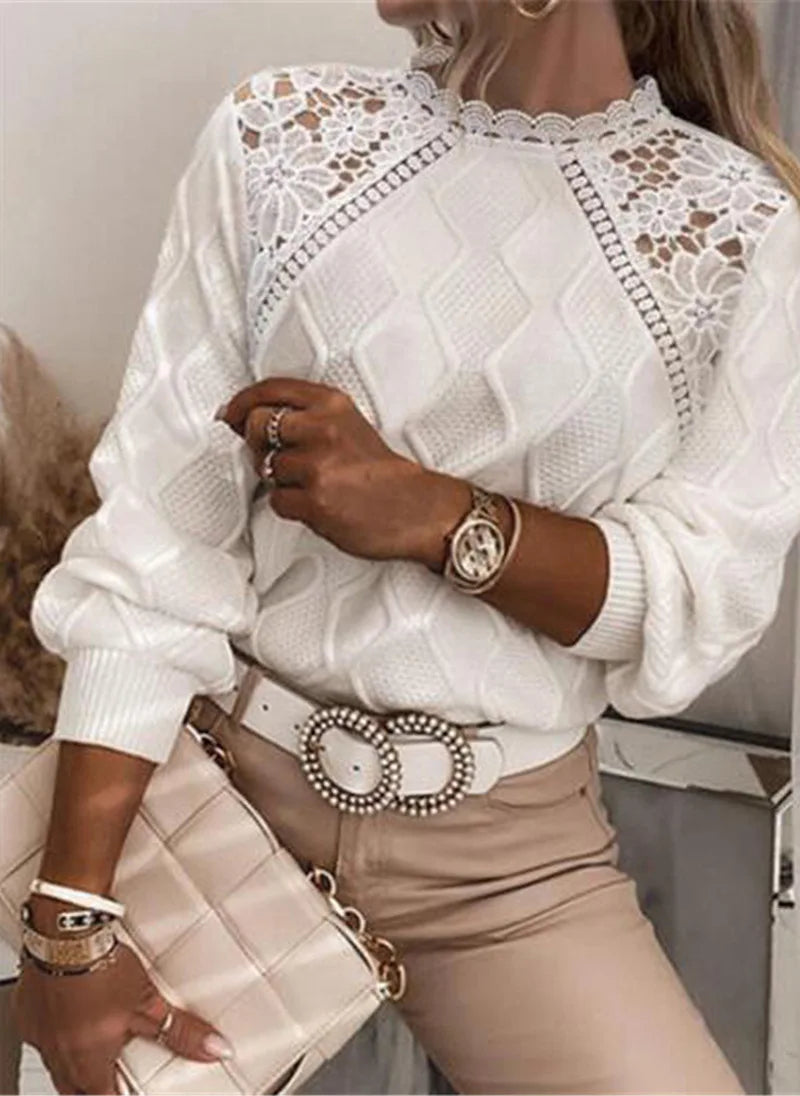 Casual O-Neck Long Sleeve Blouse 🌸 Women Elegant Office Top 2023 ✨