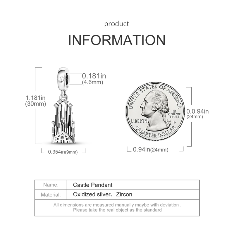 925 Sterling Silver Travel Around the World Charm Bead | Eiffel Tower & Triumphal Arch Dangle for Original Bracelet DIY Jewelry