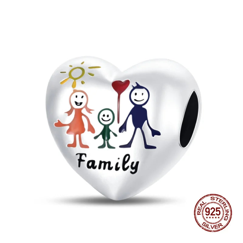 Original 925 Silver Colorful Heart Charm Beads | Fit 3mm Bracelets & Necklaces, Women’s DIY Fine Jewelry Gift