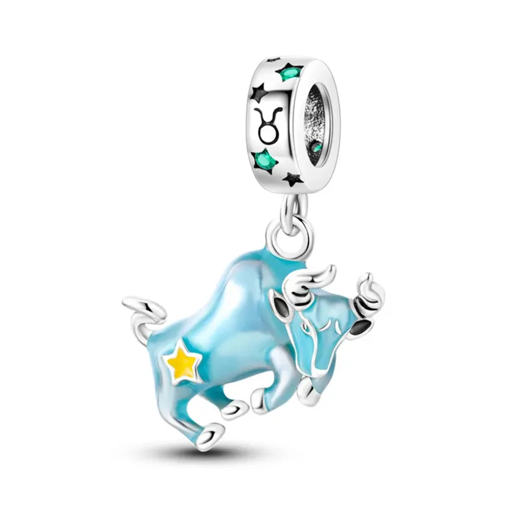 New 925 Sterling Silver Zodiac Charm | Twelve Constellations Series Libra Scorpio Gemini Fit Original Bracelet Women Jewelry