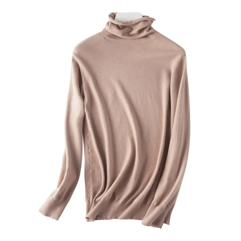 2025 Women’s Autumn Winter Turtleneck Sweater – Slim Fit Korean Knit Tops | Stretch Basic Pullovers