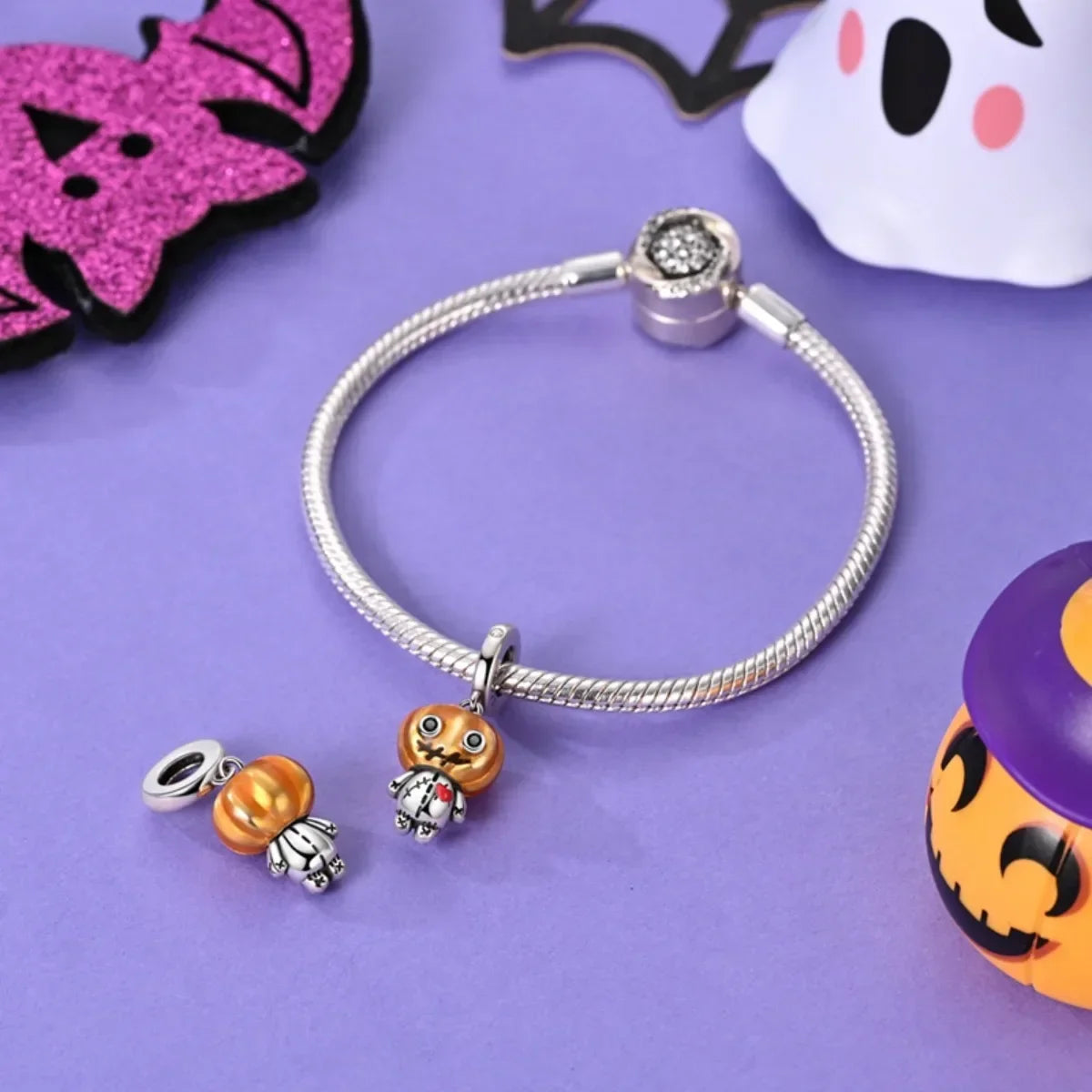 Original 925 Sterling Silver Halloween Charms | Pumpkin, Skull, Witch & Ghost Beads for Earrings, Pendants, Bracelets & Necklaces