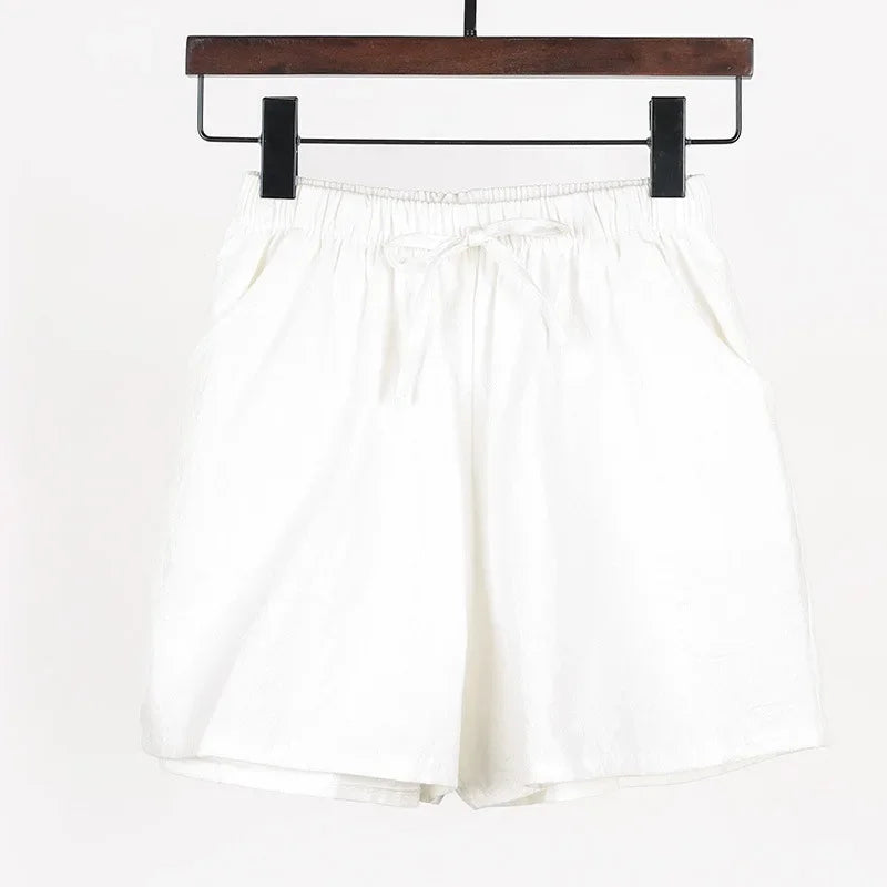 ☀️ Cotton Linen Women's Sport Shorts 🩳 Summer High Waist Solid Black Shorts 👖 Fashion Plus Size Casual Short Pants
