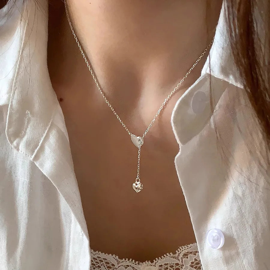 925 Sterling Silver Heart Pendant Necklace | Adjustable Love Choker for Women & Girls, Elegant Jewelry Gift