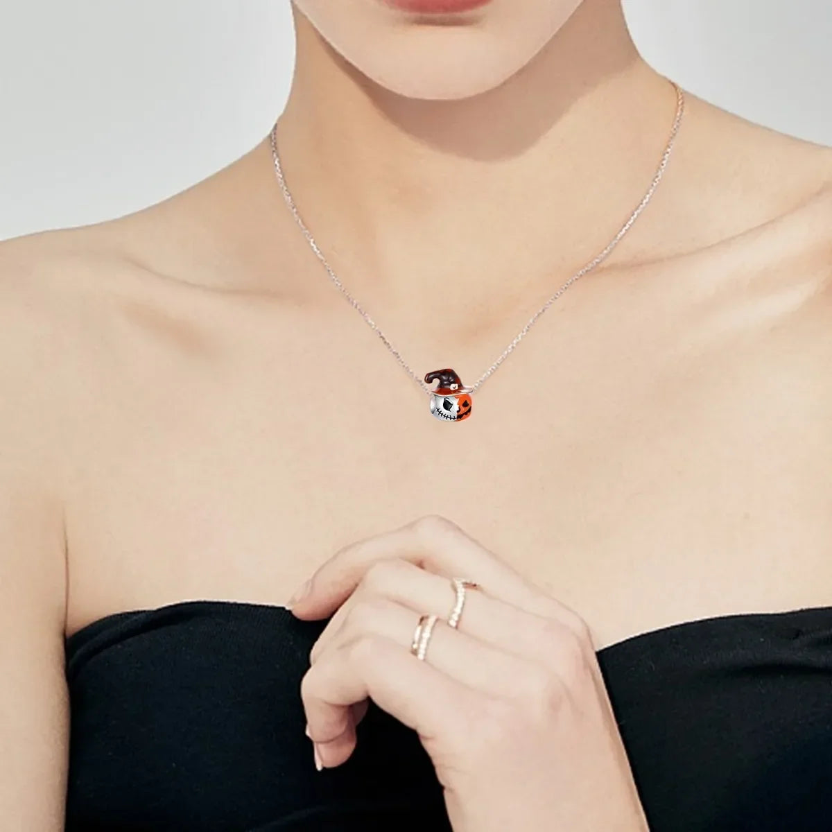 Halloween 925 Sterling Silver Black Skull, Bat & Pumpkin Charms | Pendant for DIY Original Bracelets, Women’s Fine Jewelry Gift