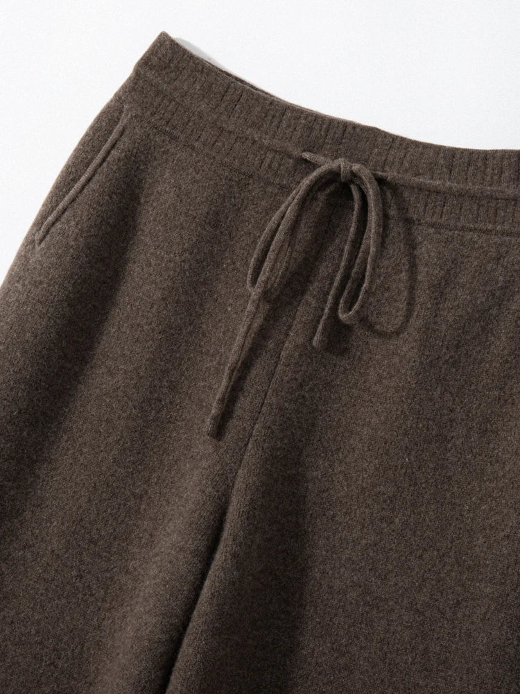 100% Cashmere High Waist Wide Leg Pants | Winter Warm Solid Trousers | Casual Korean Women’s Pants