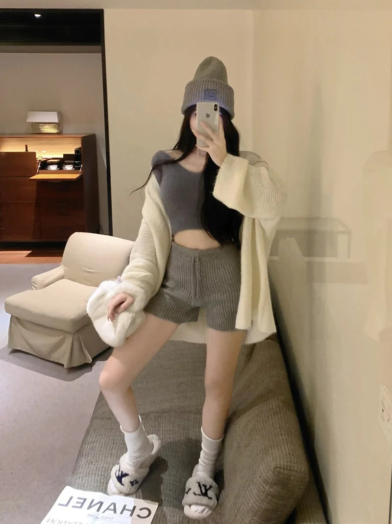 High Waist Knitted Wool Wide-Leg Pants for Women – Autumn Casual Straight Bootcut Trousers