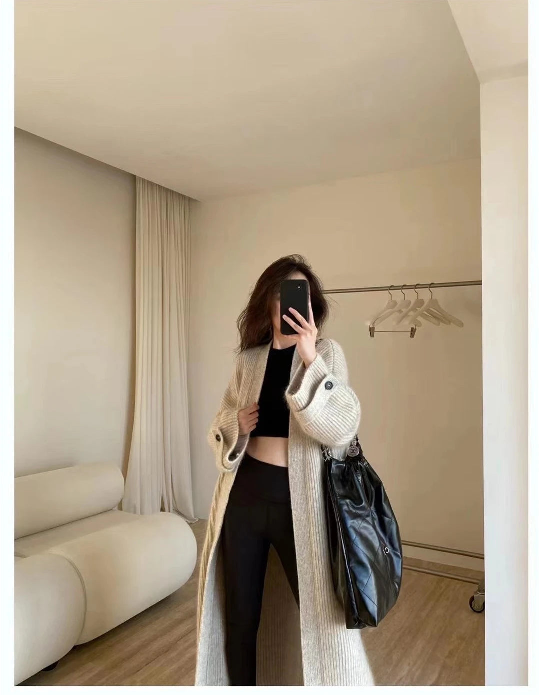 Women’s Retro Long Knitted Cardigan | Loose Solid Color Sweater Jacket for Autumn & Winter Fashion