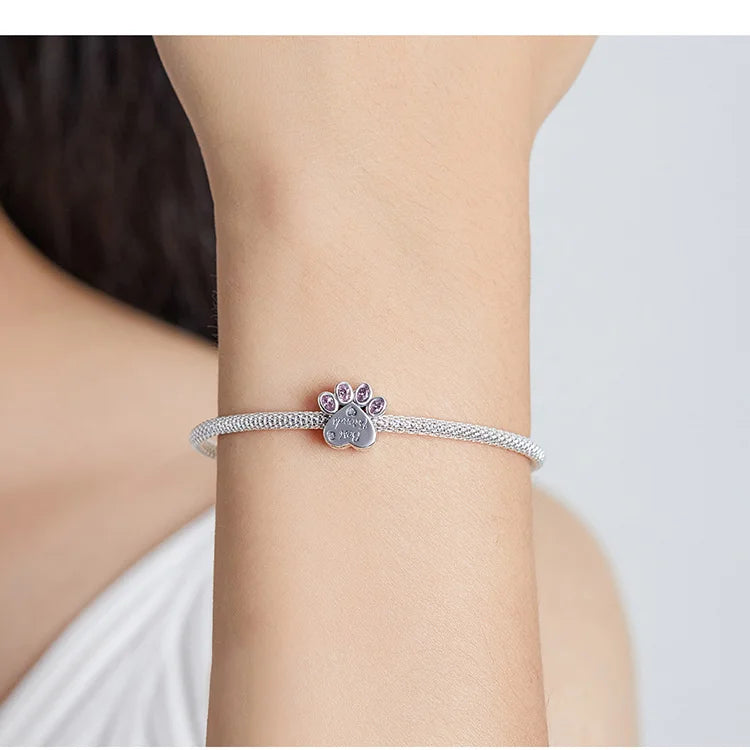 BISAER 925 Sterling Silver Dog Charm | Cute Dachshund Pet Bead Pendant for Women’s DIY Bracelet Jewelry