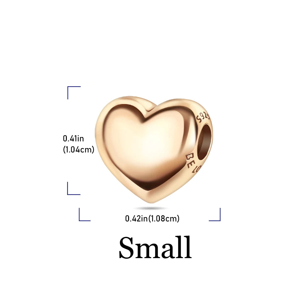 2025 New 925 Sterling Silver Colorful Shine Heart Charm Beads | Fit Snake Chain Bracelet & Necklace Women DIY Jewelry