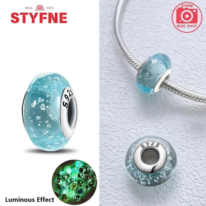 925 Sterling Silver Blue Series Crystal Enamel Murano Bead | Fit Original Bracelet Women DIY Fine Jewelry Gift