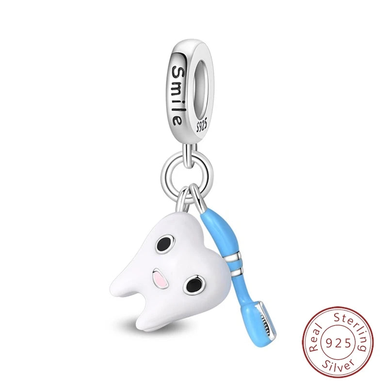 Doctor Nurse 925 Sterling Silver Charms Beads | Original Trendy Medical Pendant for DIY Bracelet Jewelry