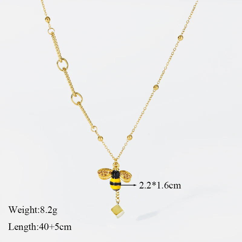 GANEMLY 316L Stainless Steel Water Drop Pendant Necklace – 18K Gold Plated Trendy Women’s Jewelry Gift