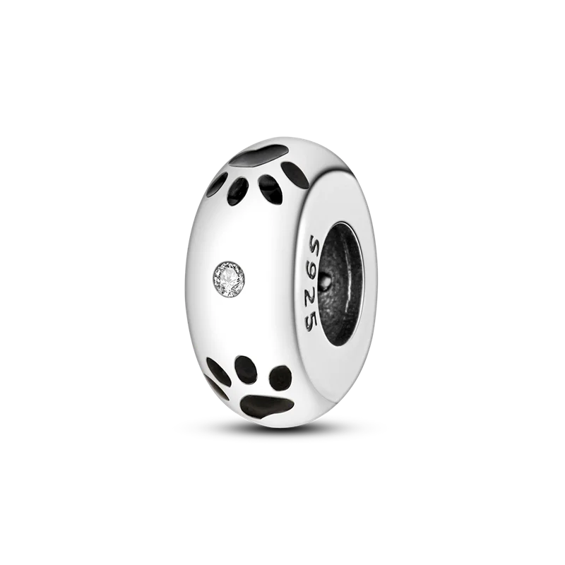 925 Sterling Silver Cute Cat Charm Beads | Paw Print Pendant for Original DIY Bracelets & Women’s Jewelry Gift
