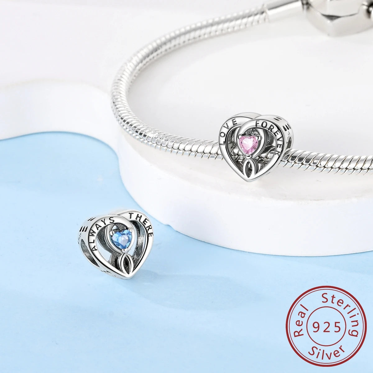 925 Sterling Silver Pink Zircon Heart Cross Charm | Fits Pandora Original Bracelet | Women’s Pendant DIY Jewelry Gift