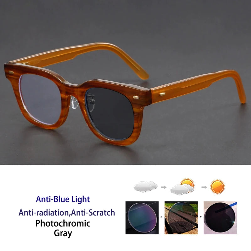 Retro Personalized Thick Acetate Round Reading Glasses – Men Women Optical Prescription Custom Presbyopia Eyeglasses