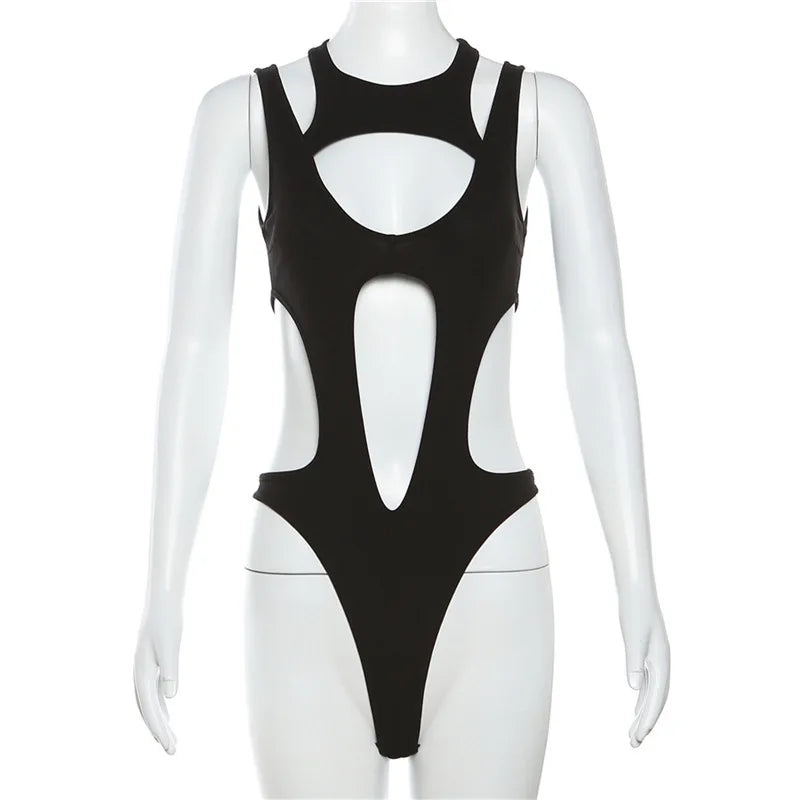 Sylcue Black Sexy Nightclub Jumpsuit – Hollow All-Match Trendy Women’s Tight Outfit 🌑✨