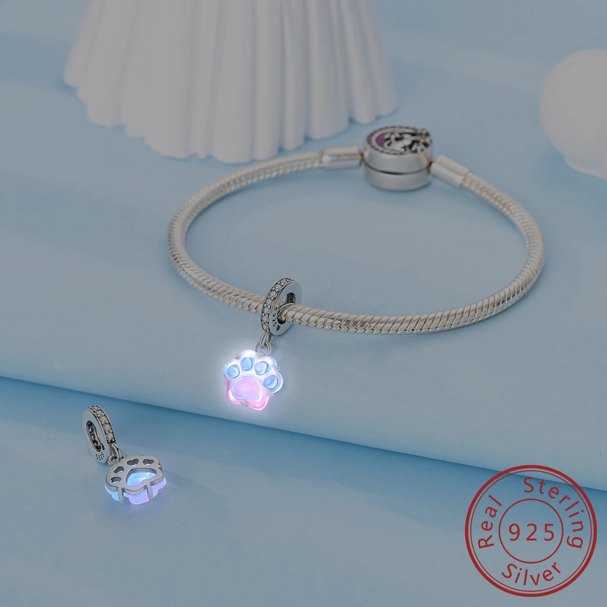 925 Sterling Silver Pink Zircon Heart Cross Charm | Fits Pandora Original Bracelet | Women’s Pendant DIY Jewelry Gift