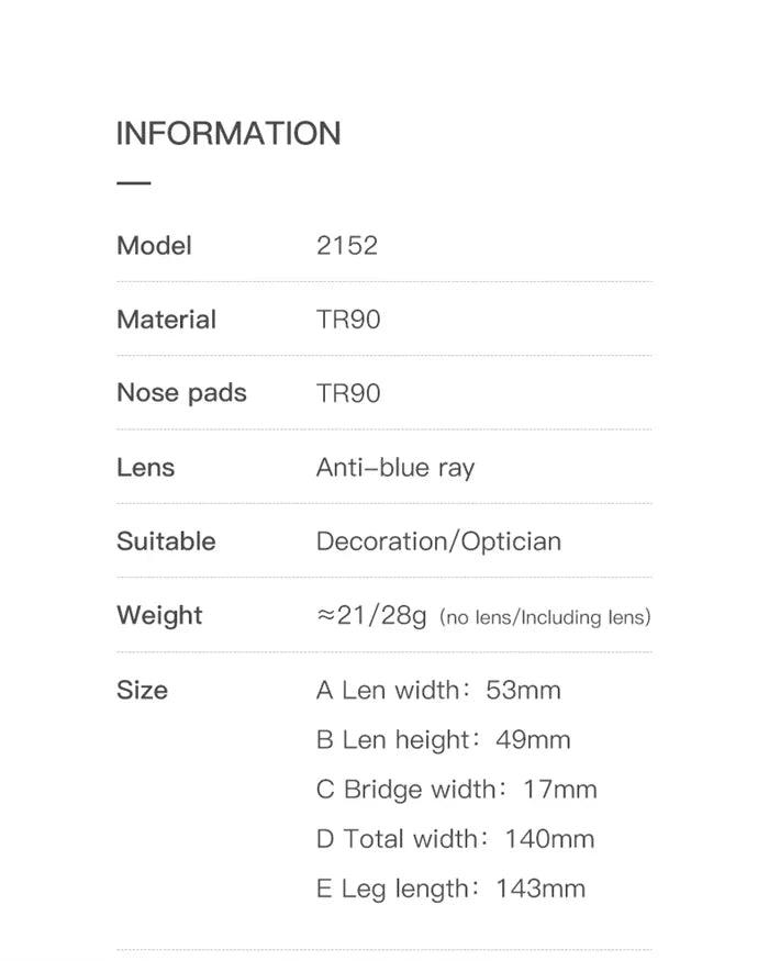 Blue Light Blocking Nearsighted Glasses – Cat Eye Spring Leg Prescription Spectacles for Women (-0.5 to -6.0)